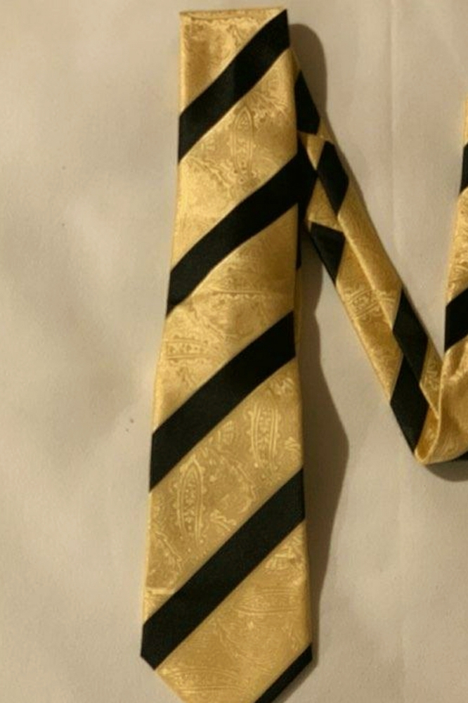 Men's yellow and black stripe tie - Picture 1 of 2